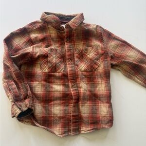 Zara Kids Red Plaid Button Flannel Top 18-24